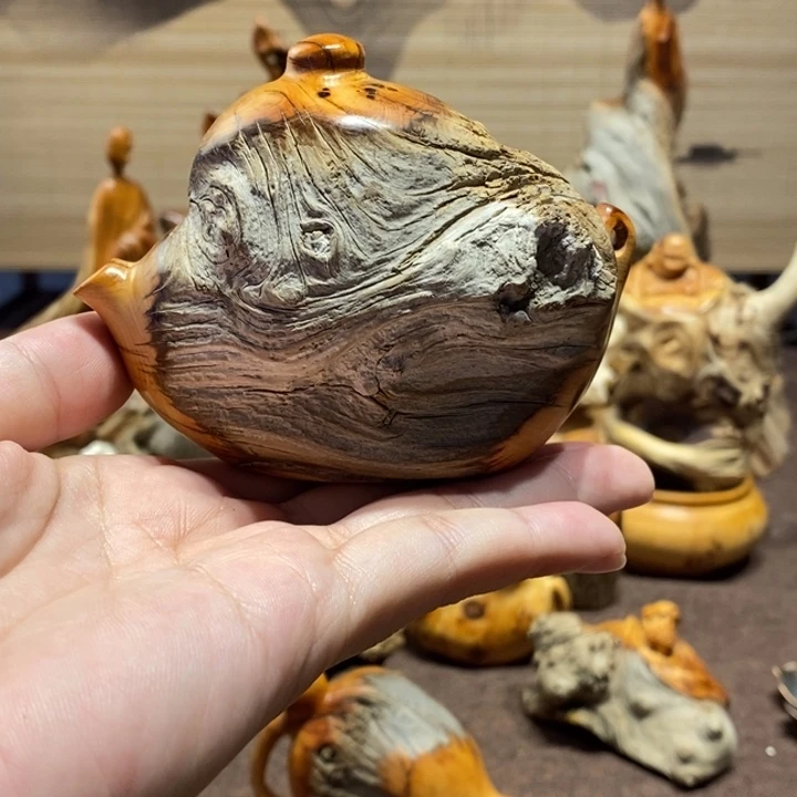 柏木（崖柏）白泥膏把把壶