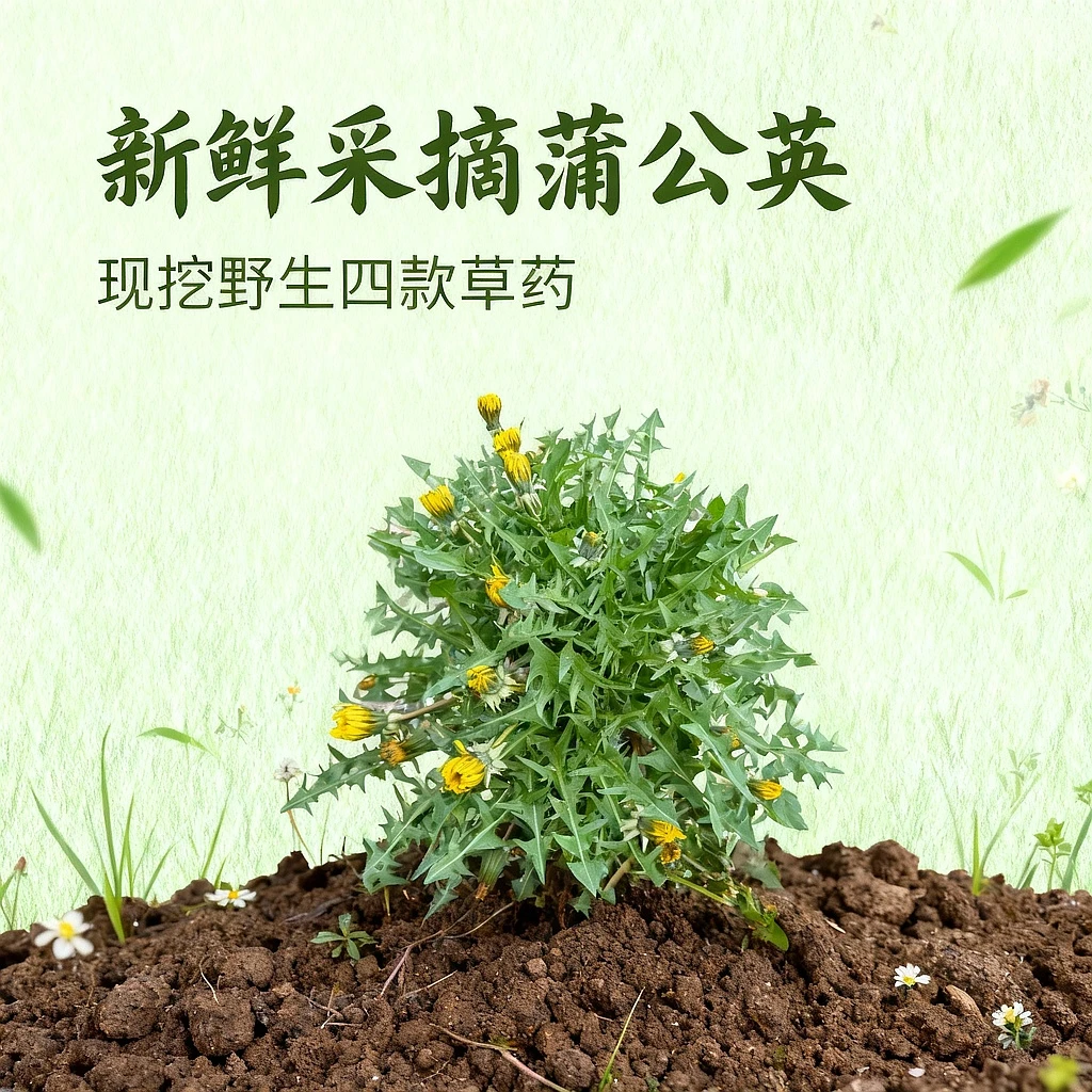 高师傅现挖野生蒲公英，车前草，夏枯草，紫花地丁