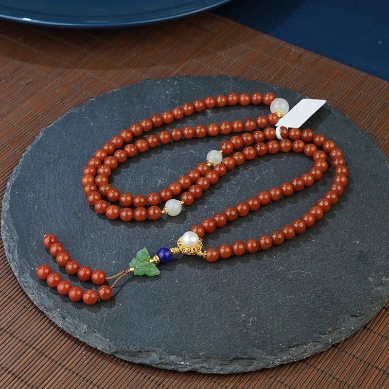 【身体小毛小病去拍】南红玛瑙108项链【发一件】