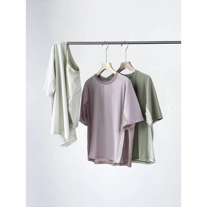 女士新款网眼拼接速干短袖T恤T001