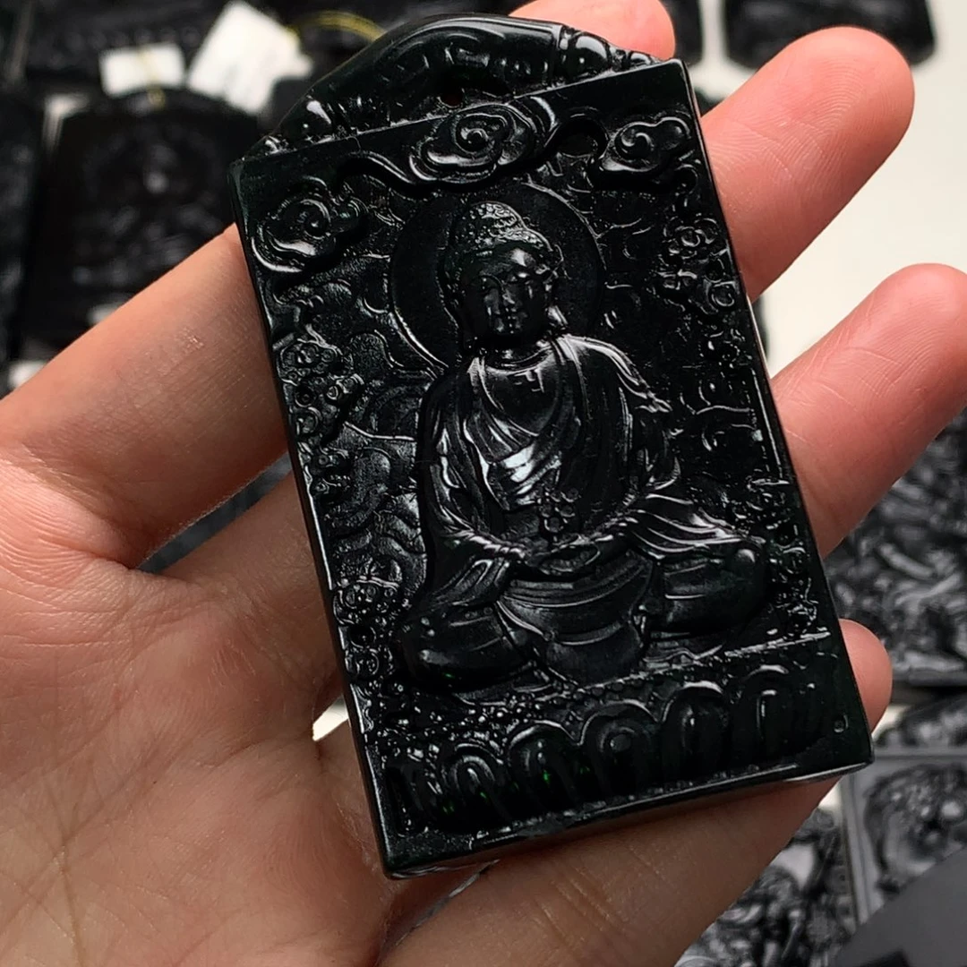 天然缅甸a货钢琴黑挂件