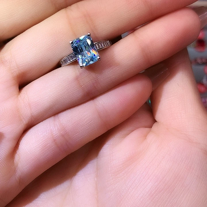 海蓝宝石戒圈银S925镶嵌