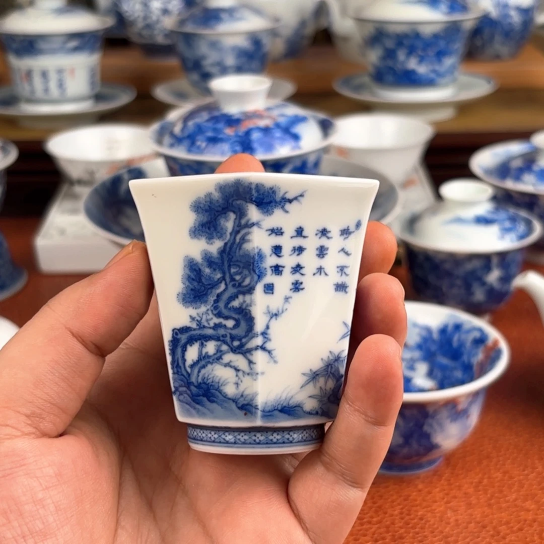 逸君堂 景德镇纯手工手绘六方杯