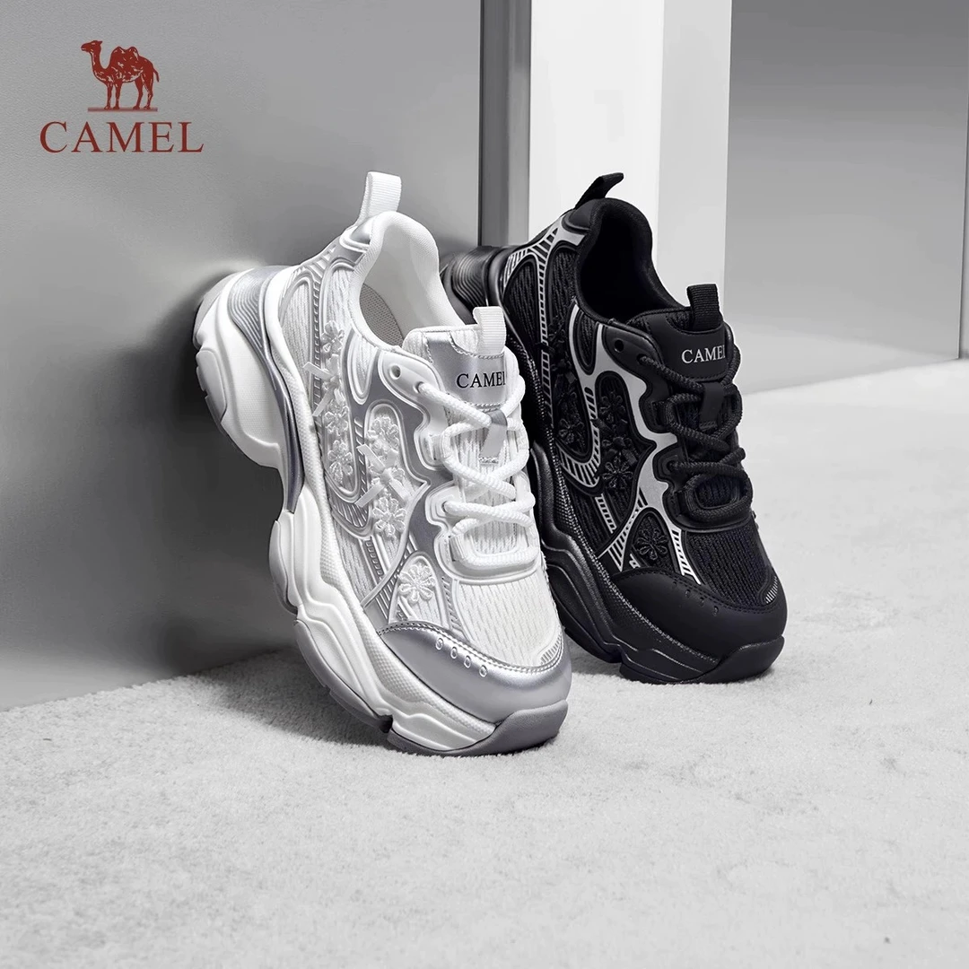骆驼2025春季新款厚底老爹鞋女款复古运动鞋增高百搭潮流休闲鞋子