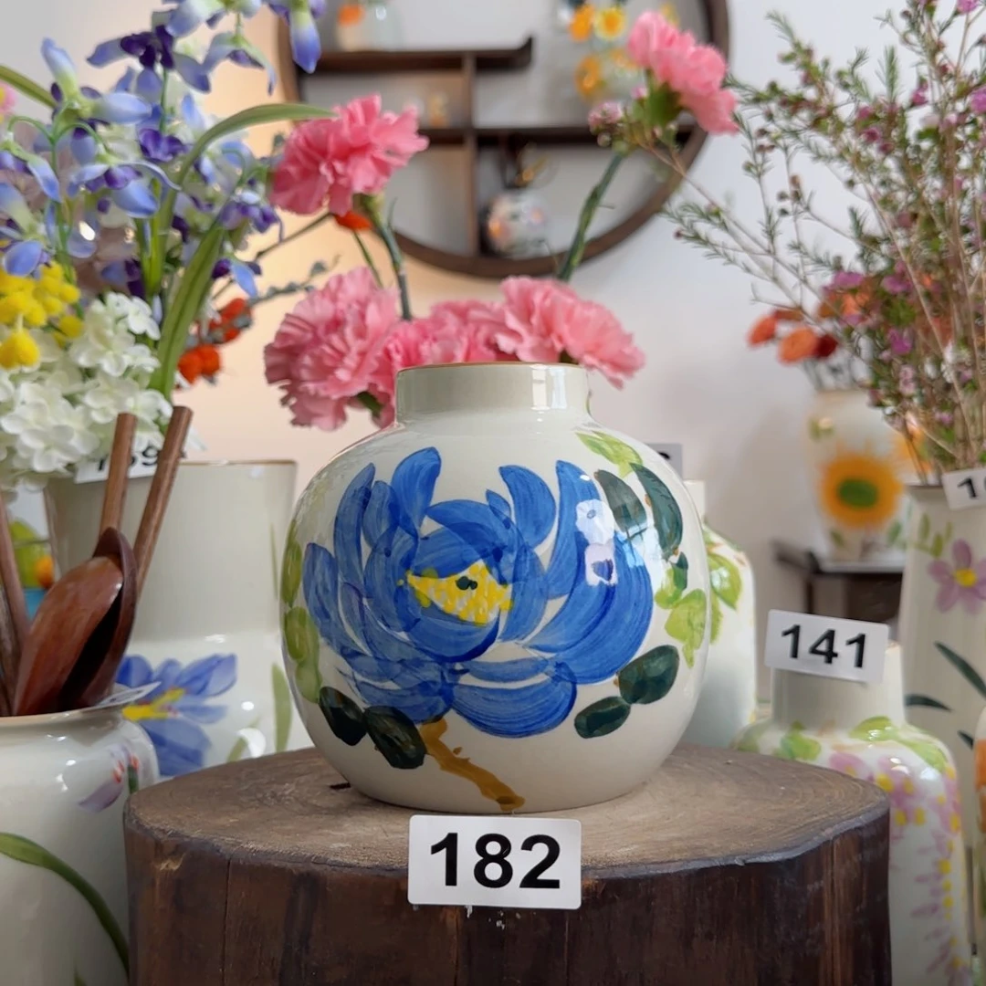 摆件景德镇陶瓷手绘小花瓶摆件无孔