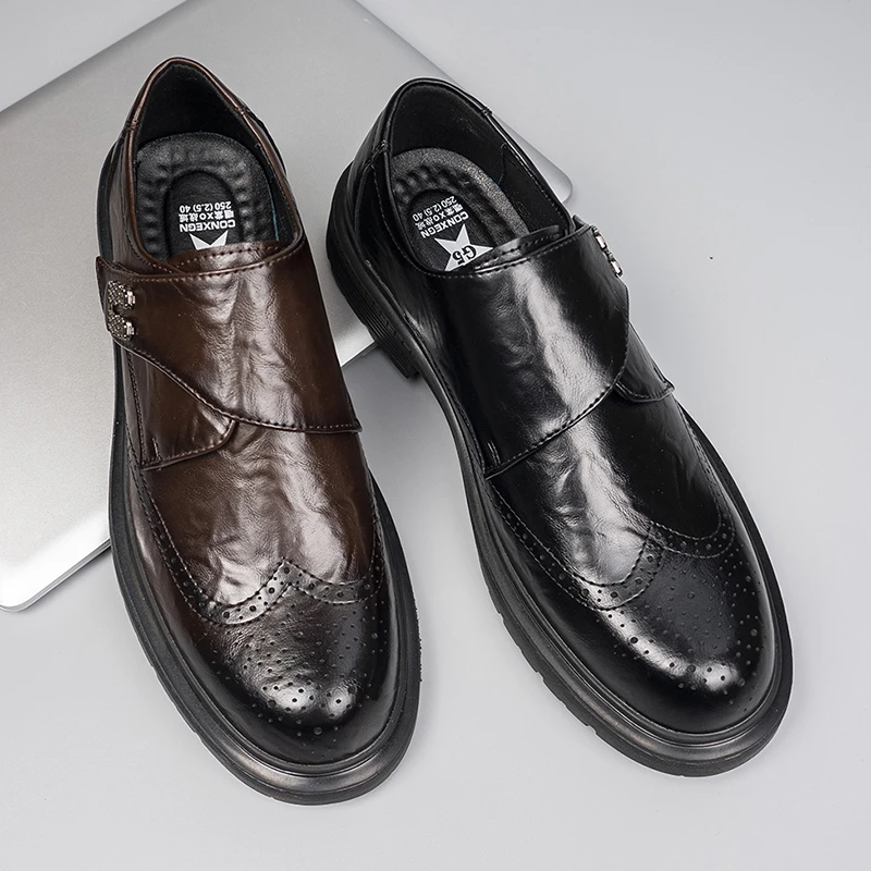 2025年春季牛皮男士皮鞋真皮商务休闲英伦风一脚蹬软皮男鞋85616