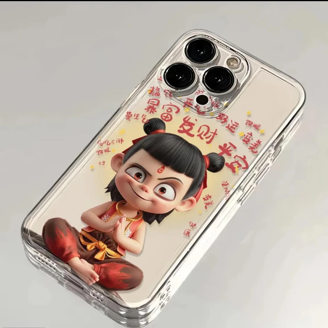 哪吒心想事成太空壳适用苹果16pro华为vivo手机壳小米15oppo创意