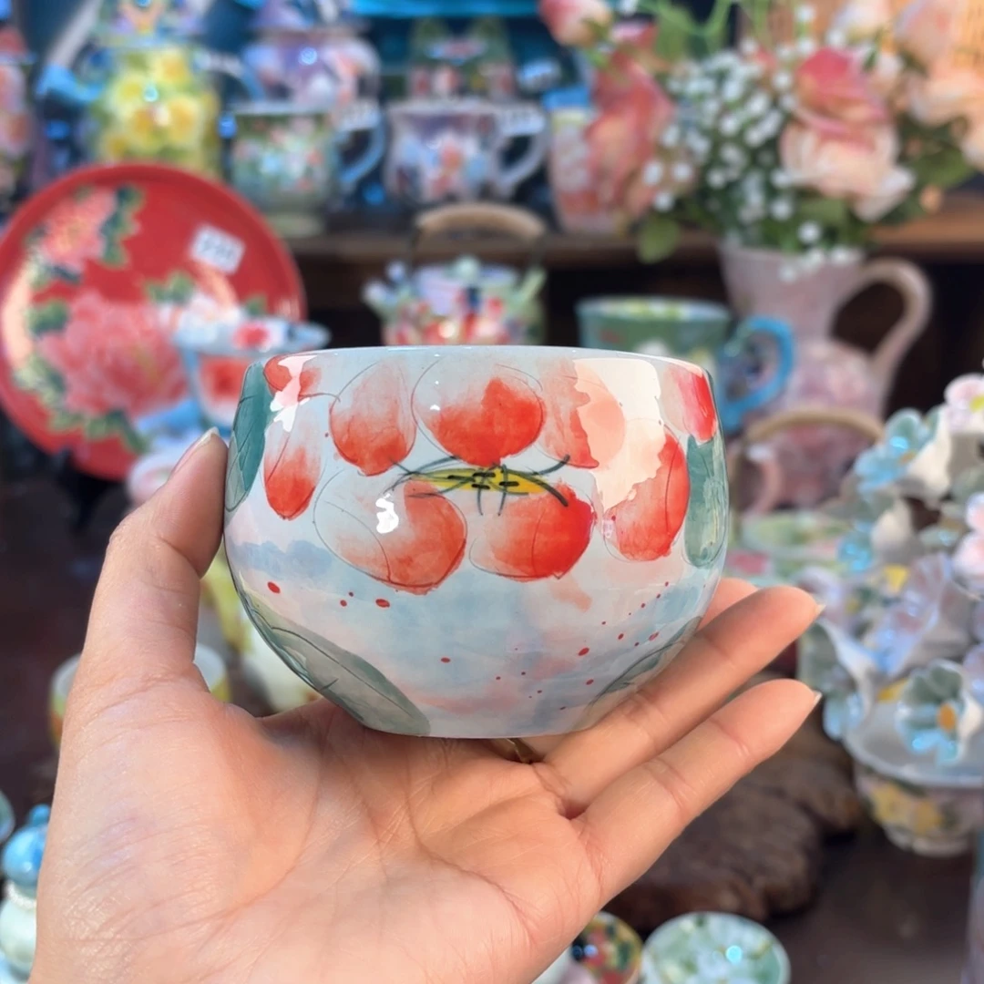 瓷片景德镇手绘高温釉下彩陶瓷茶具