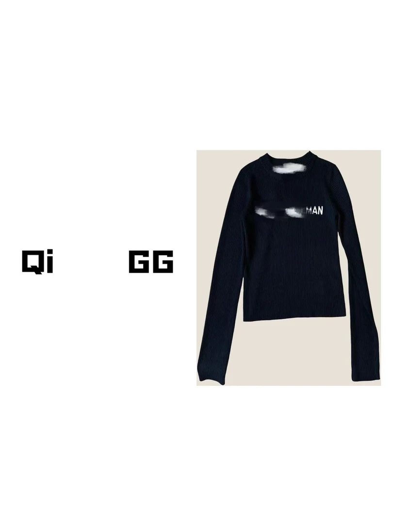 【Qi    GG】圆领长袖修身打底毛衣