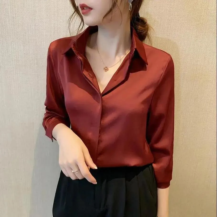 【2143人好评】雪纺衬衫女长袖春秋设计感小众韩版百搭职业港味纯