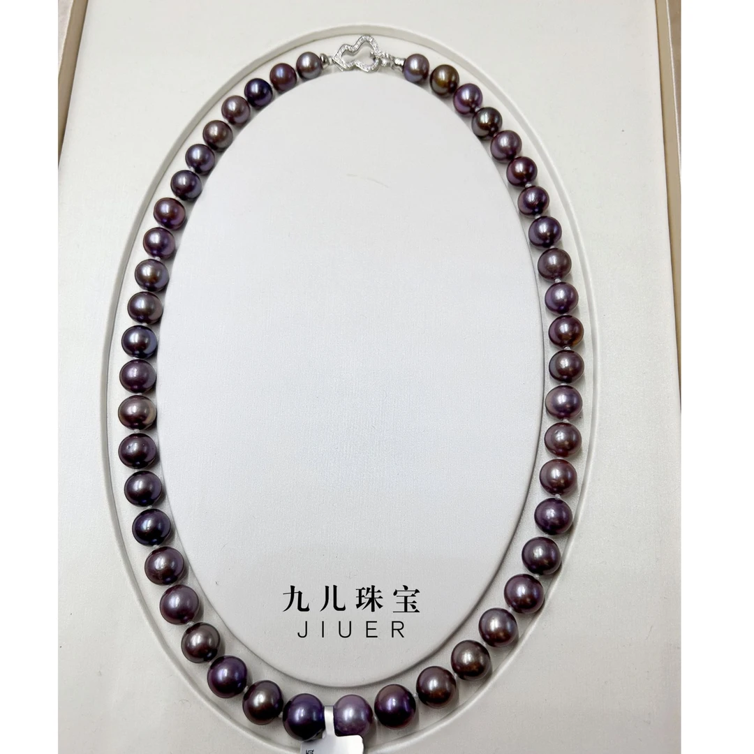 【九儿真珠】S925银 淡水紫珠项链 8-10mm（多样性发1） E32
