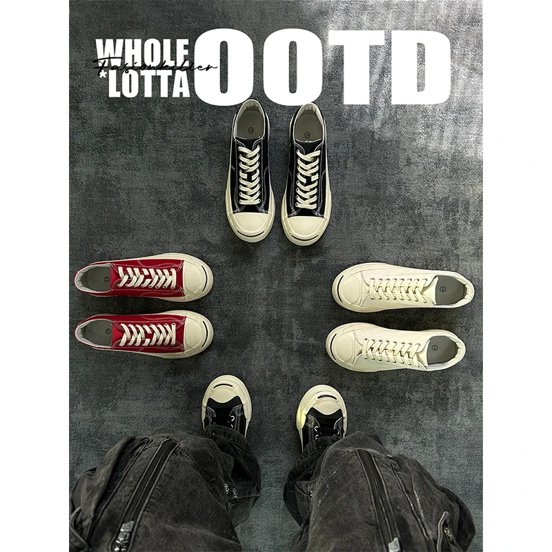 aoyo 24ss  开口笑帆布鞋 厚底增高板鞋 Cleanfit穿搭 男女同款