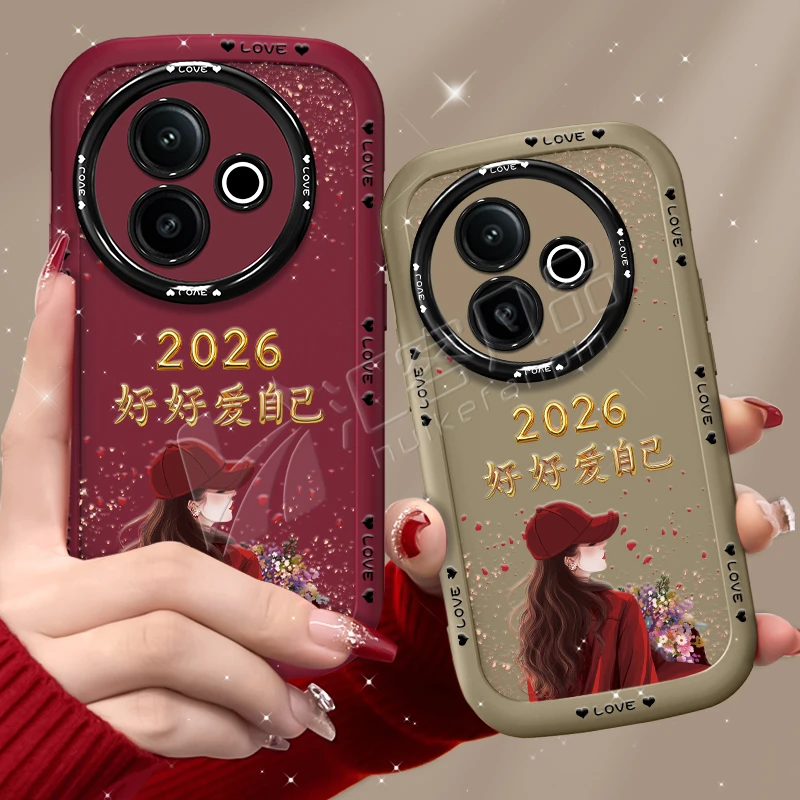 适用vivoy300i手机壳2026捧花爱自己泡芙壳硅胶软壳全包保护套