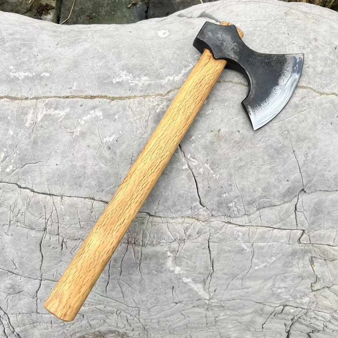 65#高锰钢锻打斧子劈柴户外斧家用剁骨头斧头开山把玩斧飞斧