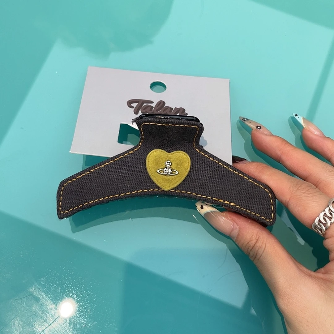 皮质铁合金灰色黄爱心抓