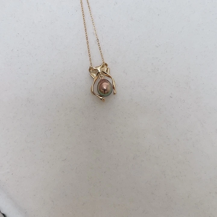 银S925镶嵌淡水珍珠吊坠(赠链)铃铛款无瑕金属色套链不退换