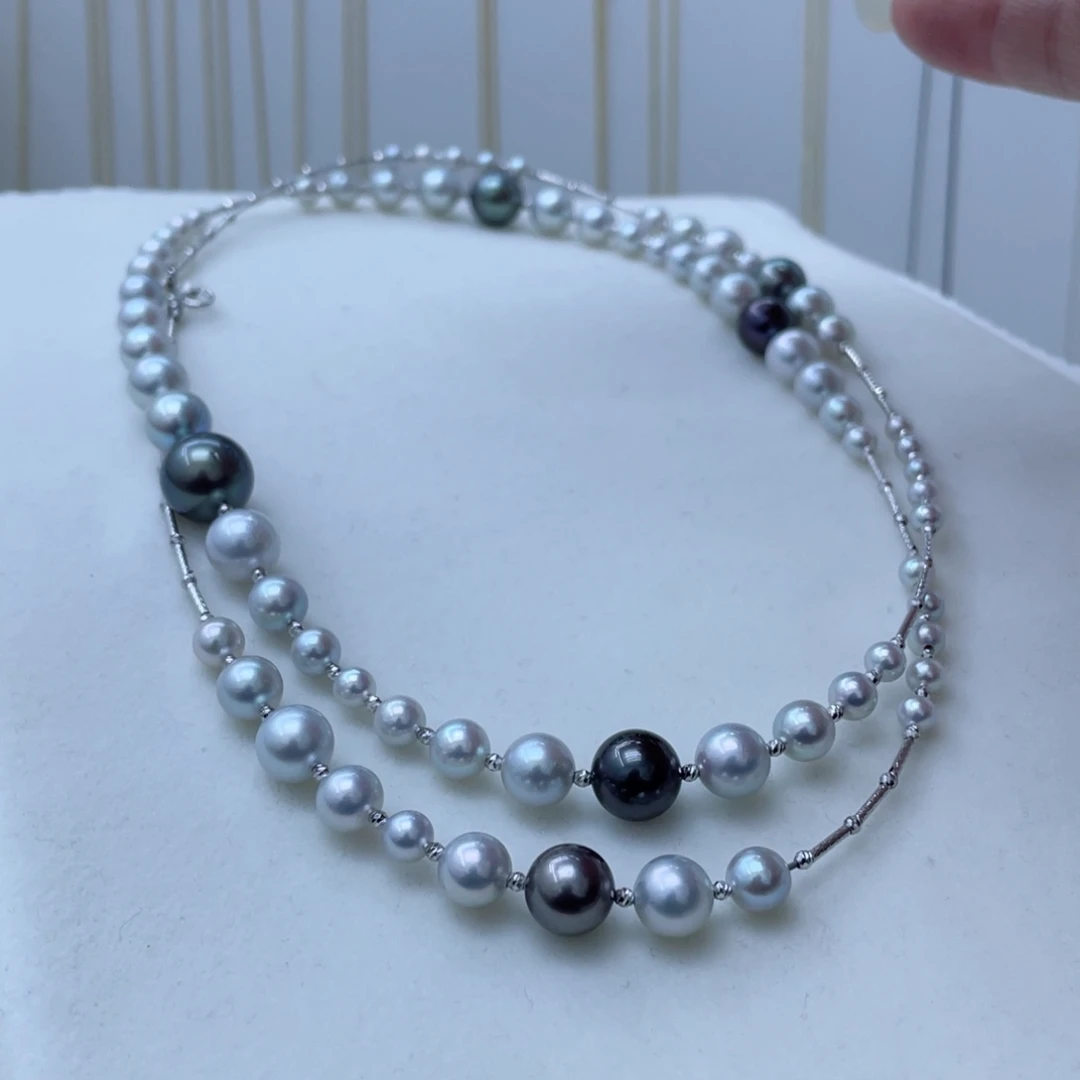 海水珍珠毛衣链18K金镶嵌用****4