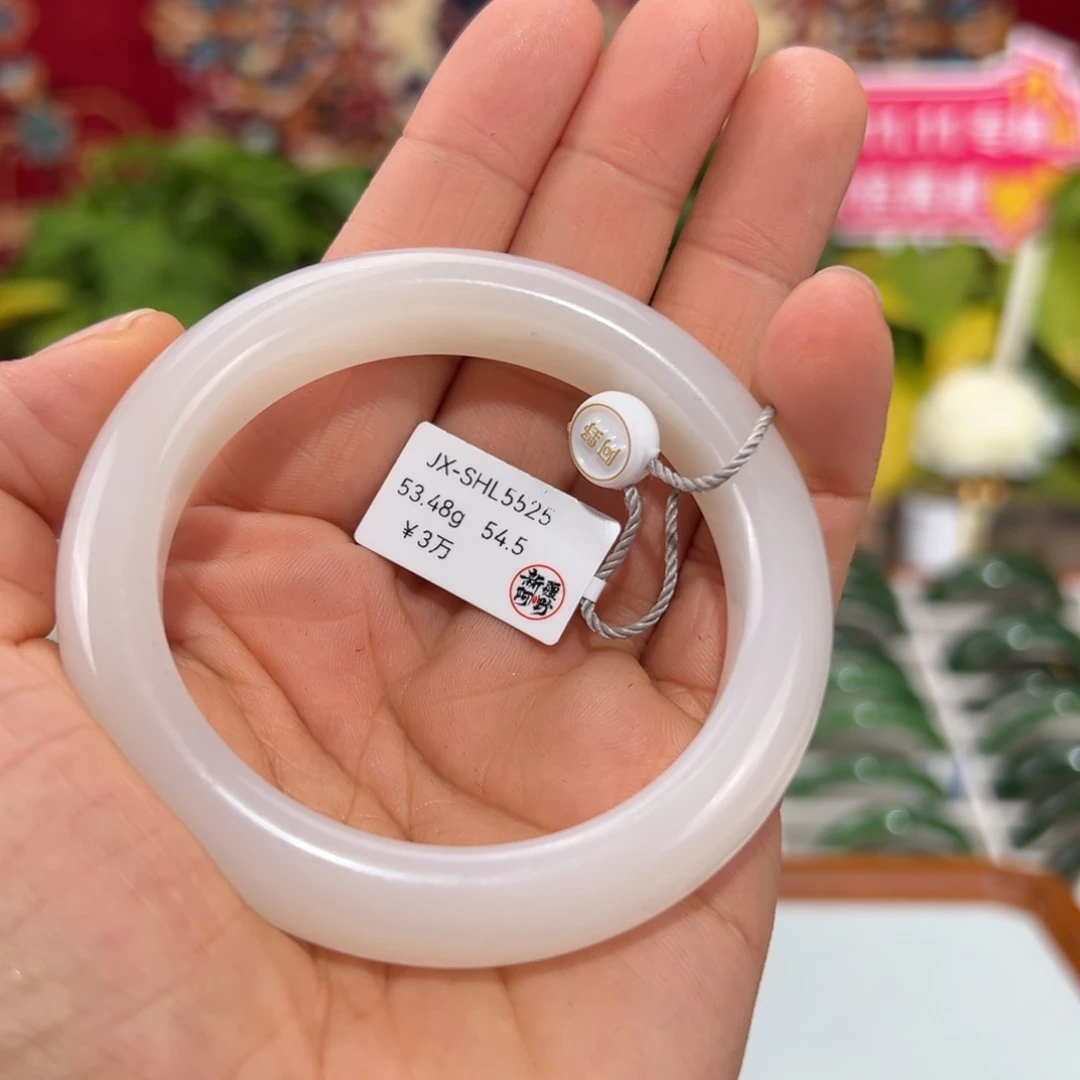 和田玉未镶嵌手镯时尚和田玉镯青海料白镯54