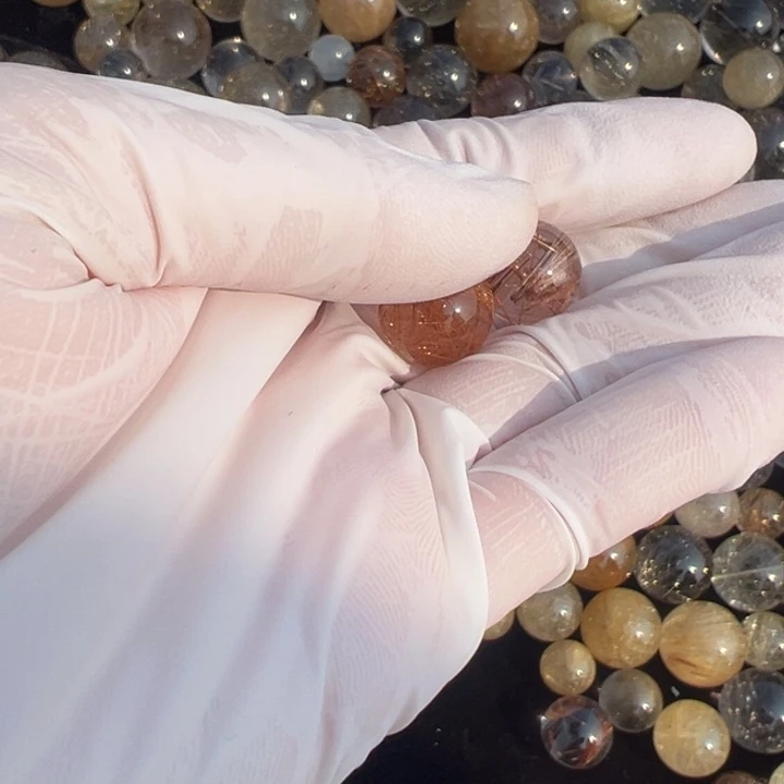 水晶发晶12mm单珠打孔定制不退换未镶嵌灵***