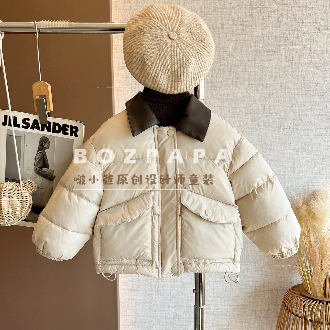 啵小爸【天光暮雪】2025冬季新款男童宝宝加厚保暖短款韩版棉服外套