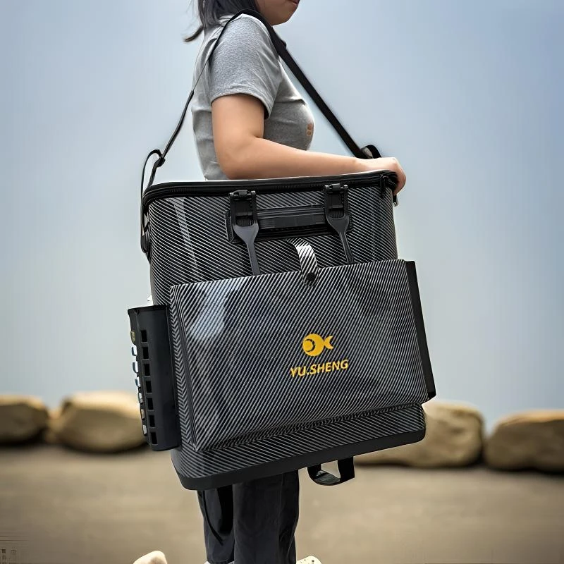 加厚防水多功能双肩背大容量活鱼桶带插杆设计钓鱼桶