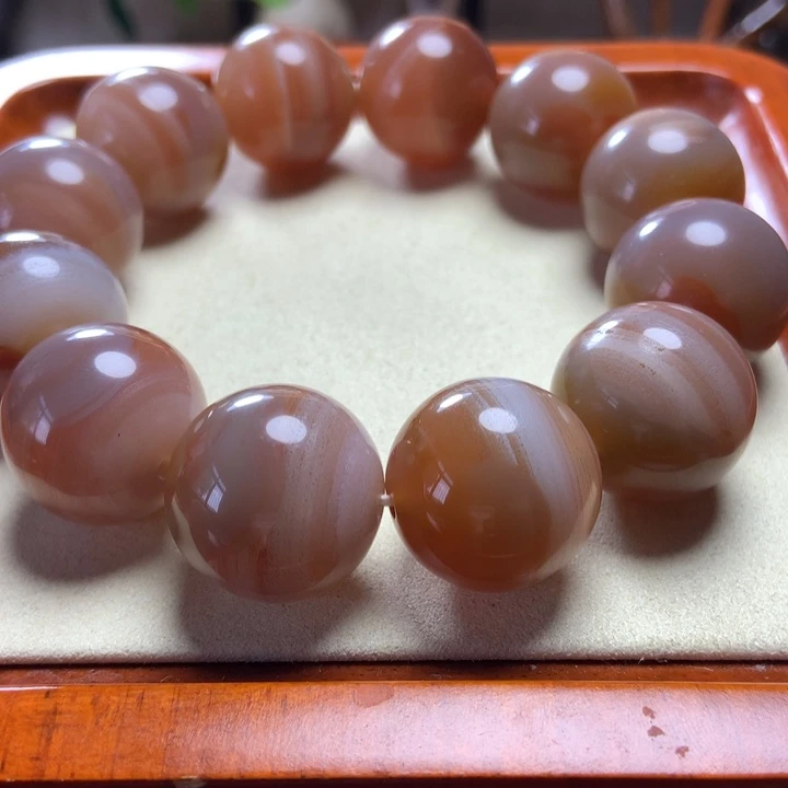 玛瑙/玉髓手串未镶嵌巴西料拉丝大珠串