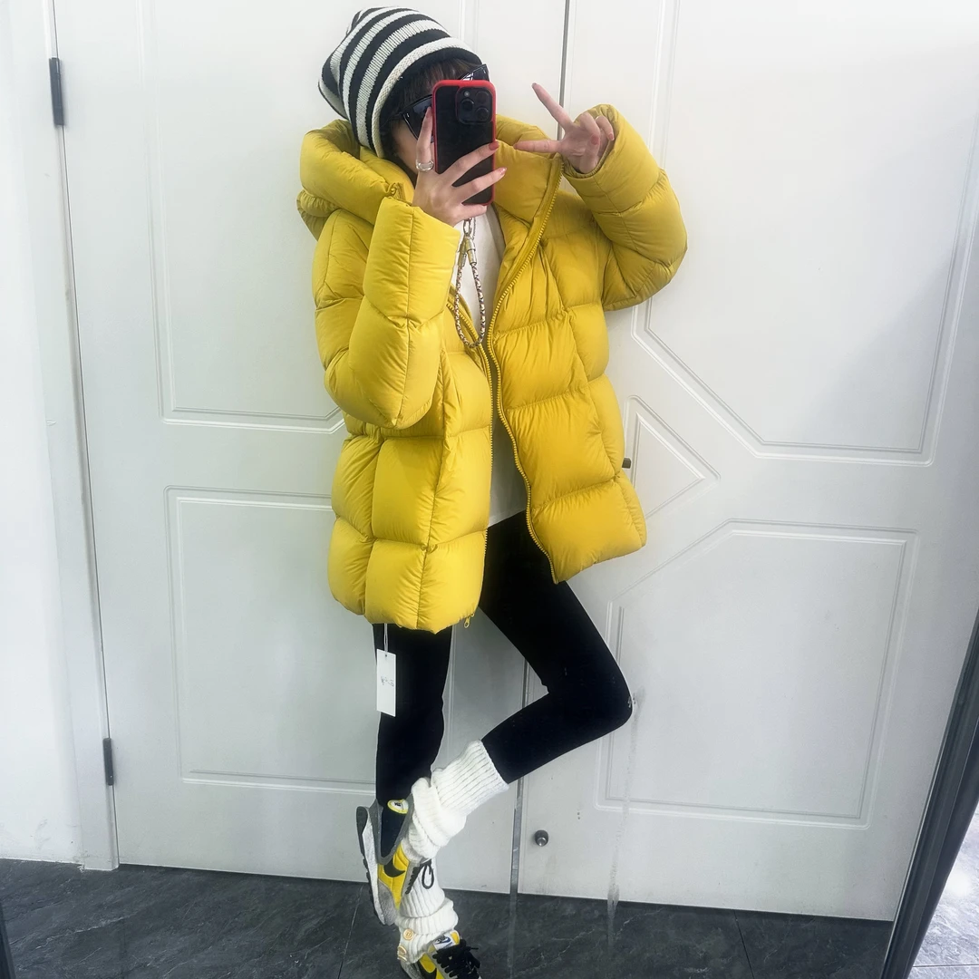 厚款长袖常规女连帽中长款女装女士冬季时尚鹅绒服9969