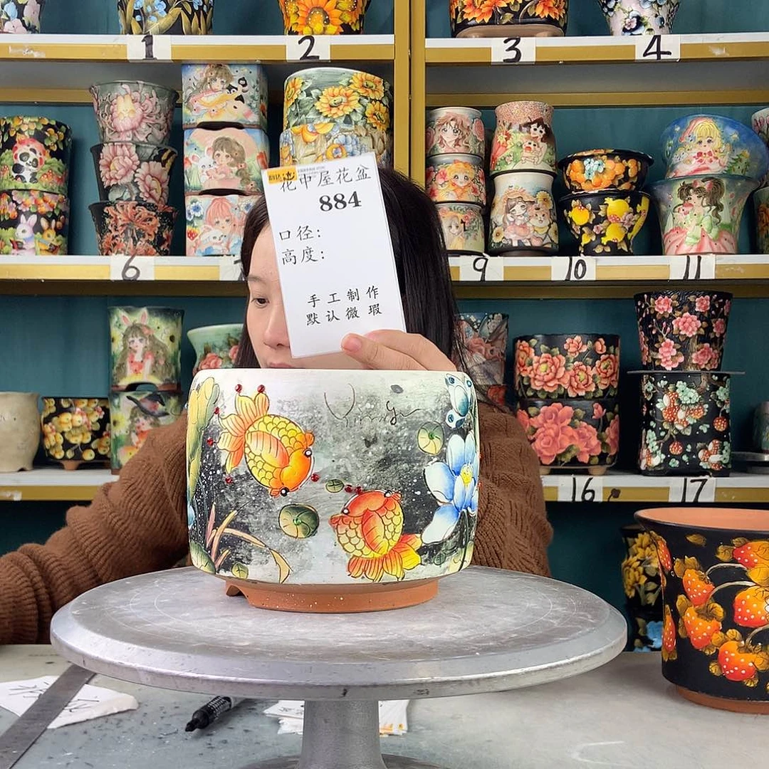 陶景德镇手工花盆884