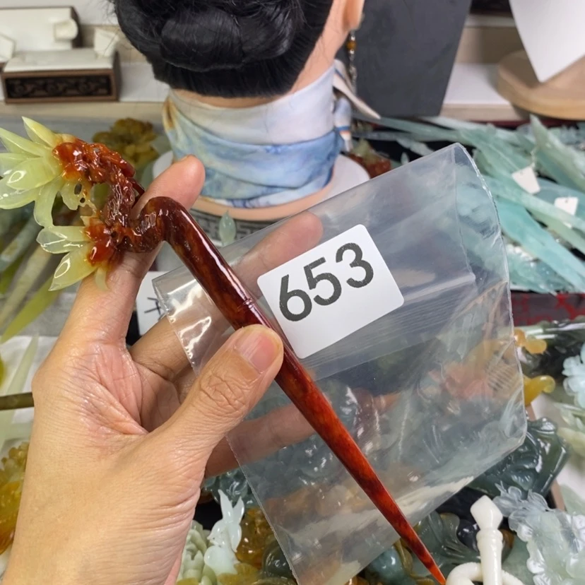 【闪购商品】岫玉发饰未镶嵌我****玩