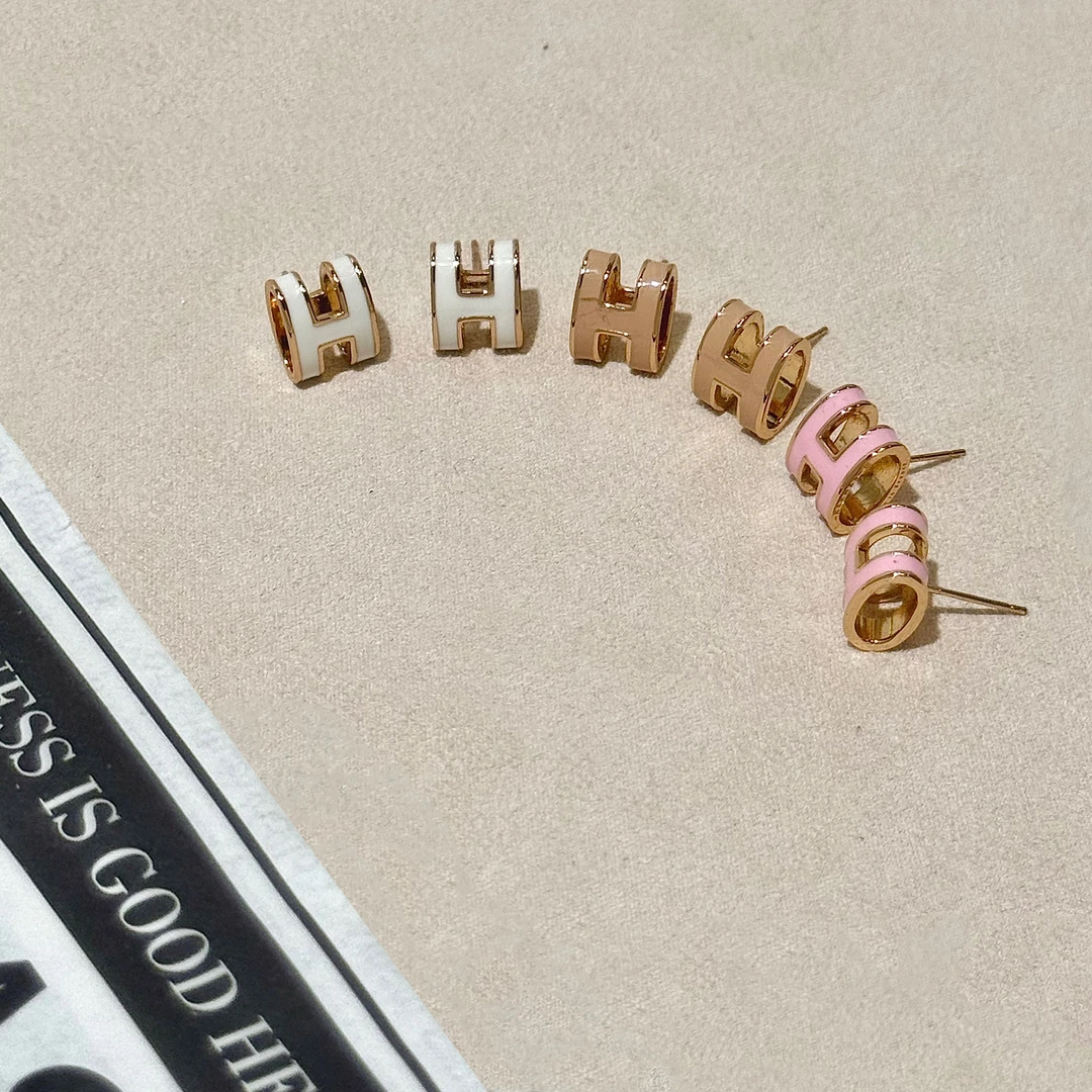 V金   Ficeque高奢经典H耳钉气质款CNC精工