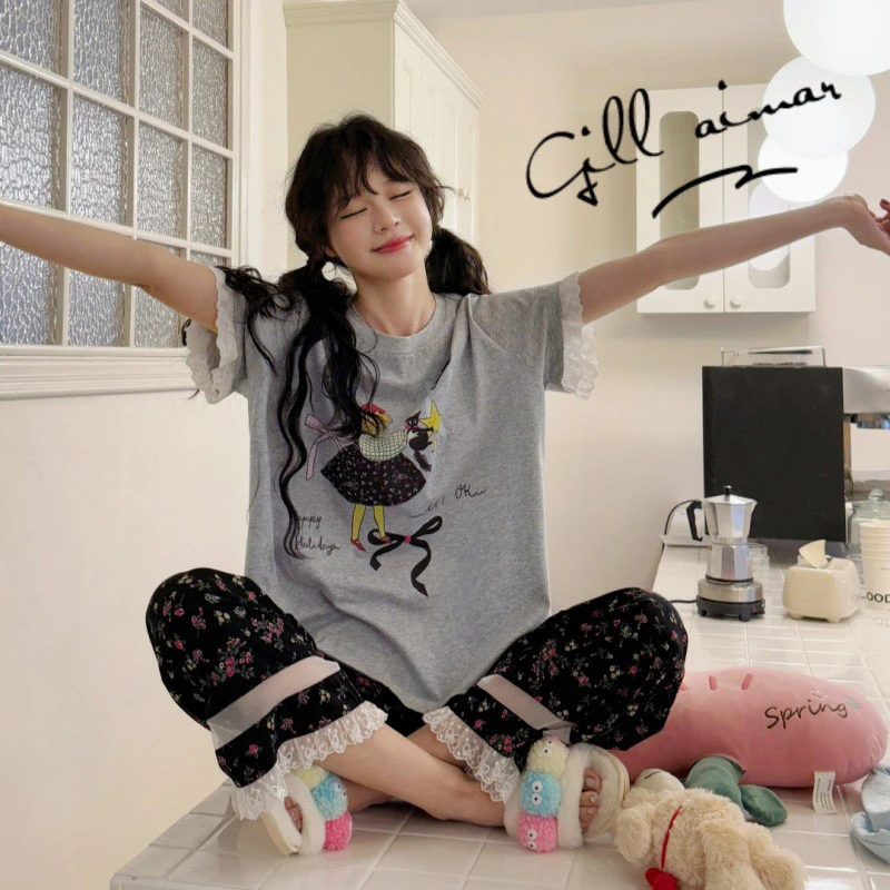 *Gill Aimar* 小熊家正品 夏季新品可爱卡通睡衣女家居服套装7865