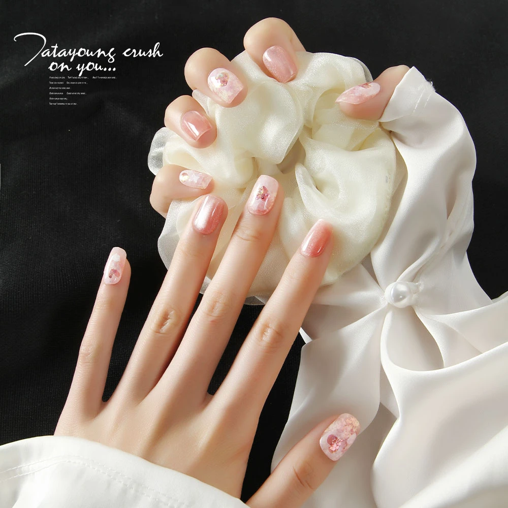 【白桃奶盖】新品春夏款冰透感纯手工定制美甲可拆卸穿戴甲
