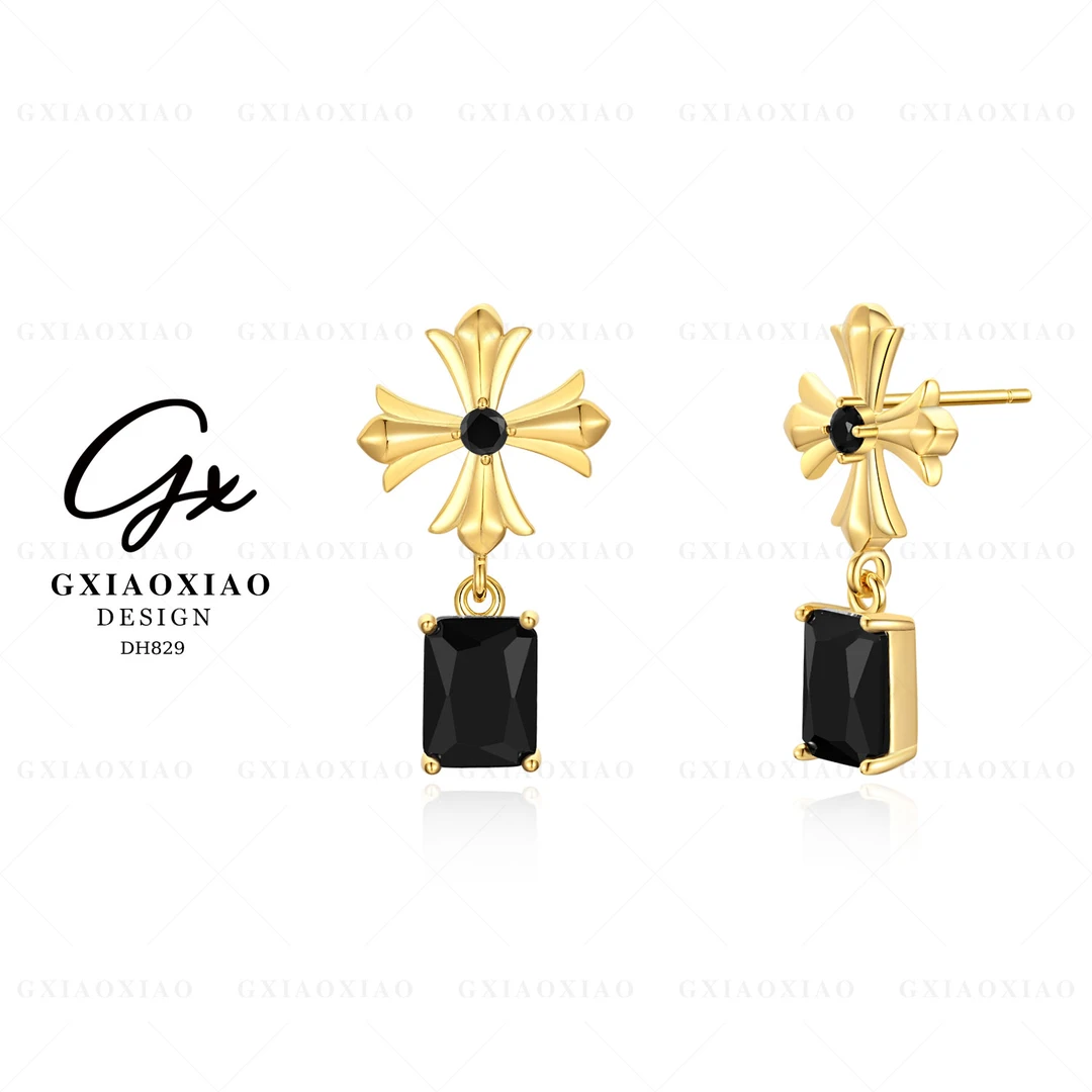 G XIAOXIAO 镀K金 法式气质高级感时尚百搭十字架耳环DH829