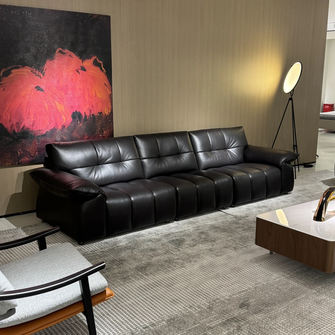 真皮休闲复古风中古风沙发轻奢时尚客厅创意简约极简意式头层牛皮