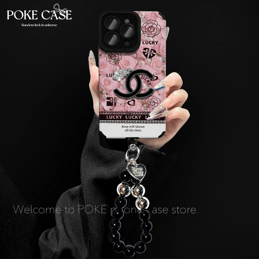轻奢瞳眼满屏粉玫瑰适用苹果17PROMAX华为vivo小米oppo手链手机壳