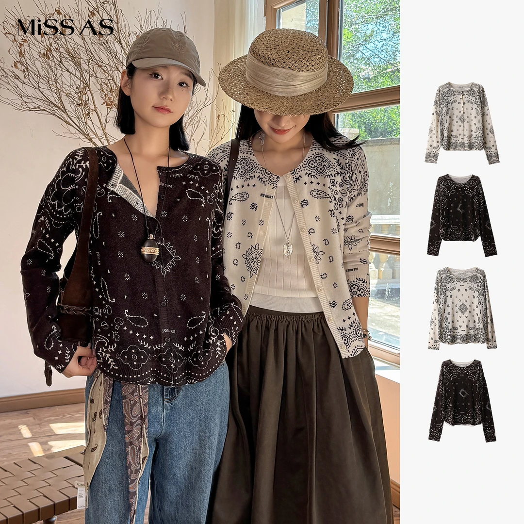 【ICE DUST】腰果花提花圆领套头针织开衫上衣25早秋MISSAS买手店