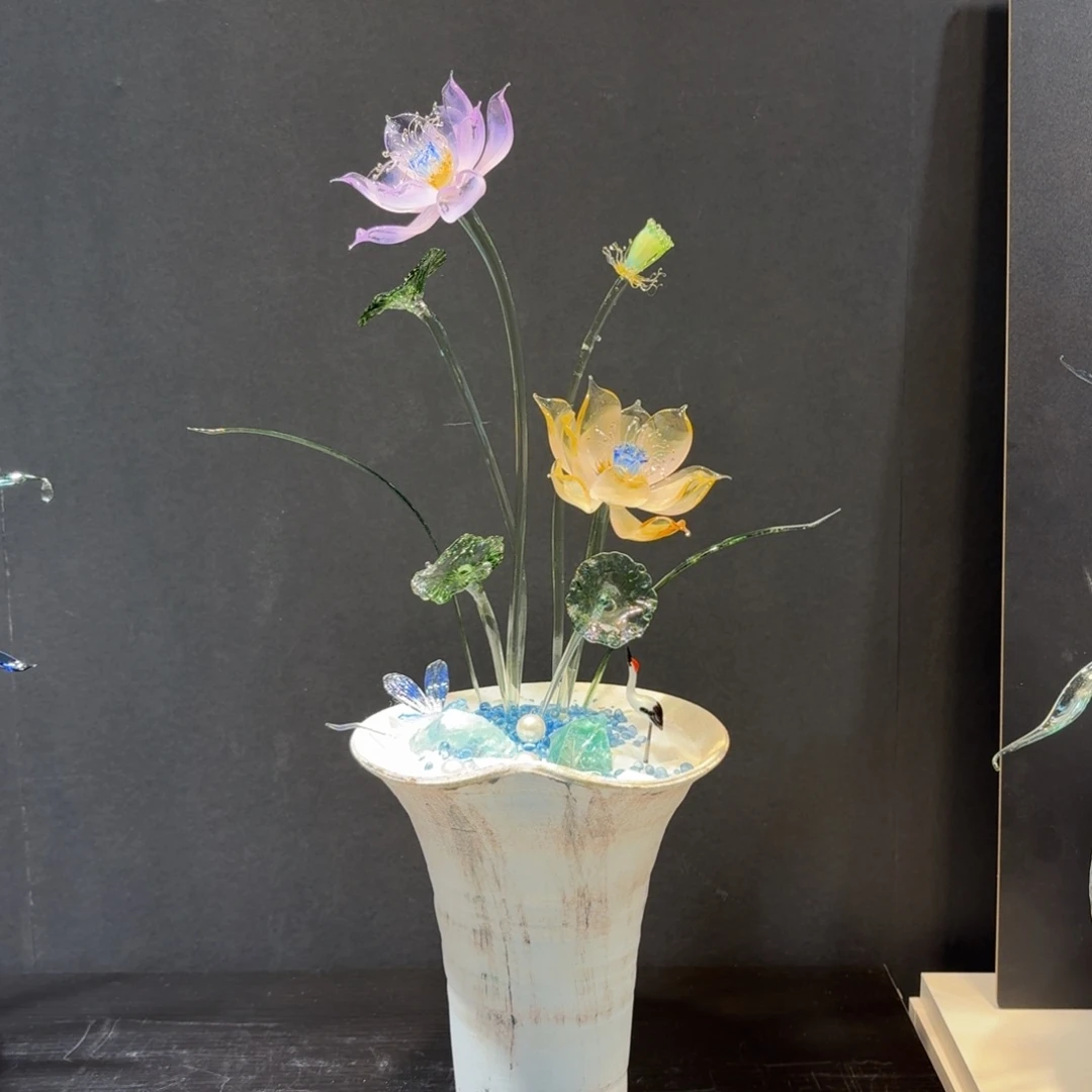 手工艺品琉璃好运连连紫金荷39