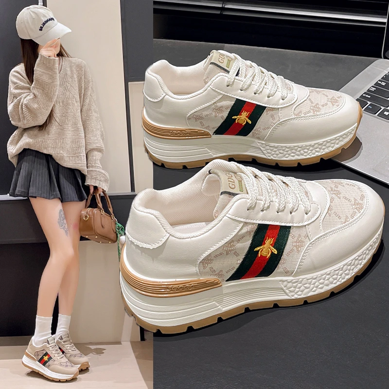 2024复古女鞋厚底百搭休闲鞋运动鞋新款厚底