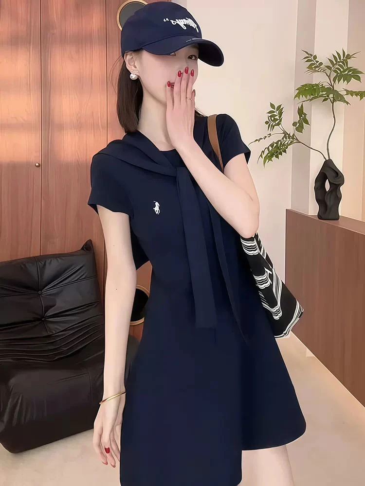 【蜜爷家】韩系休闲运动披肩设计感短袖半裙0123#