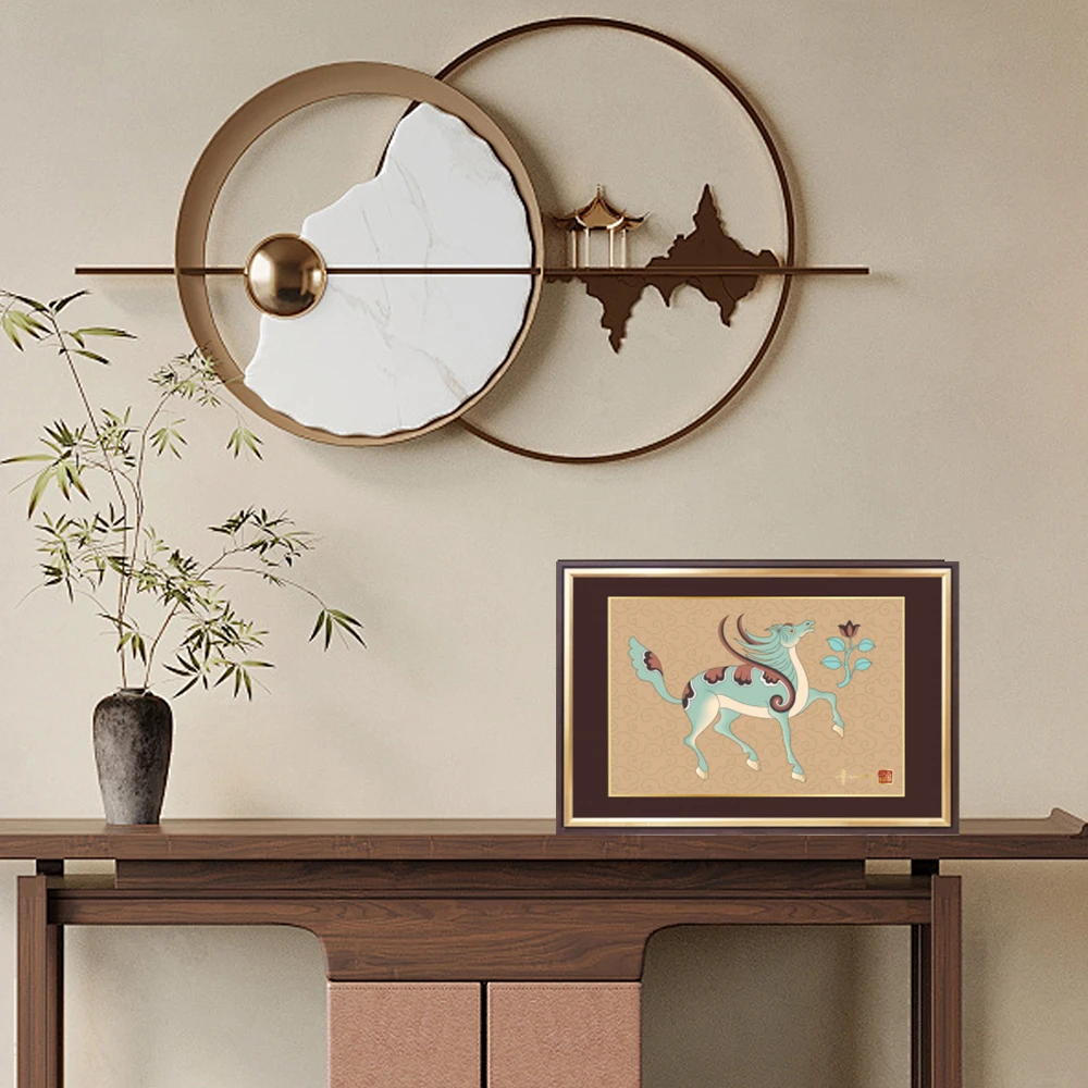 吉祥天禄  天鹿 金丝琅彩画(小版）