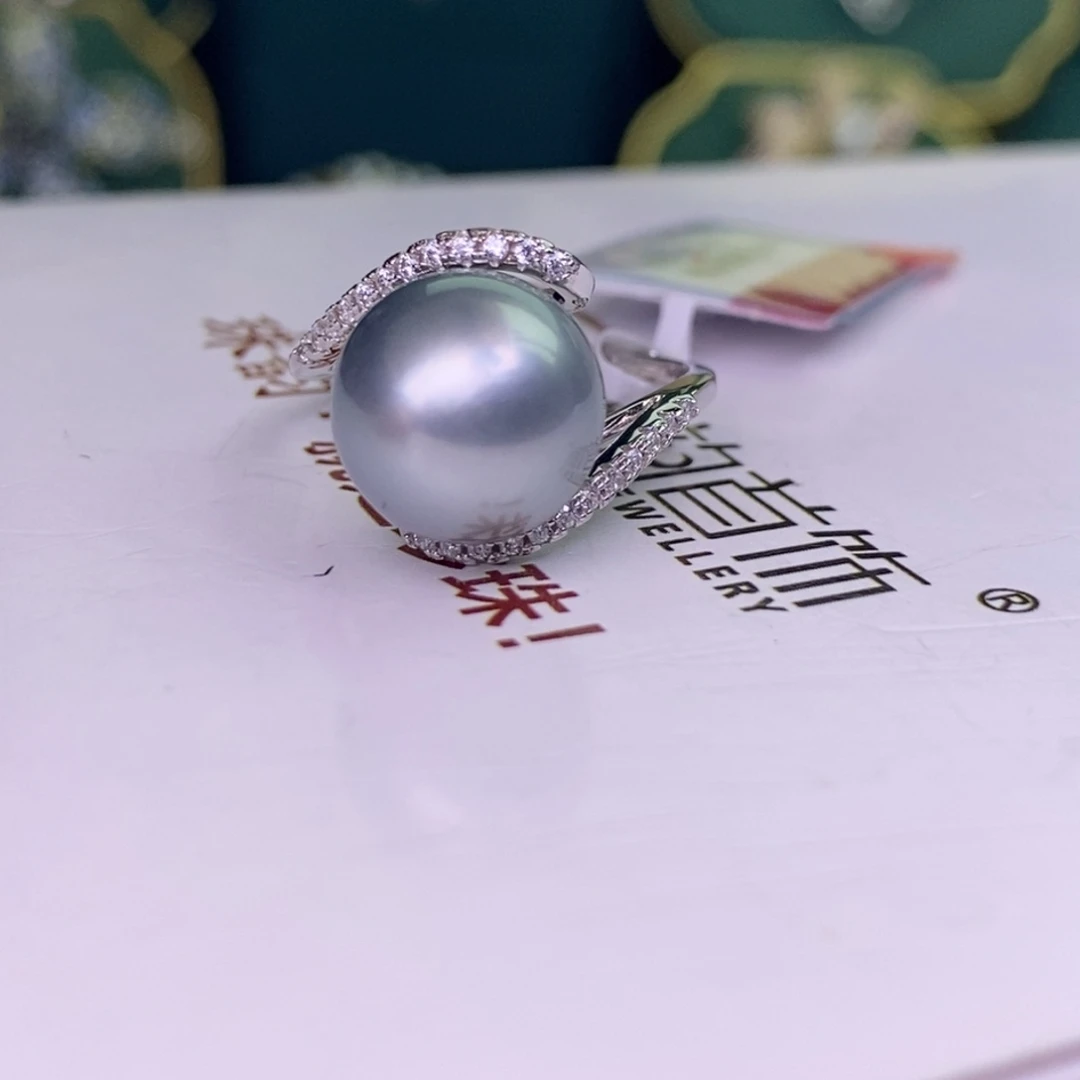 银S925镶嵌戒指海水珍珠