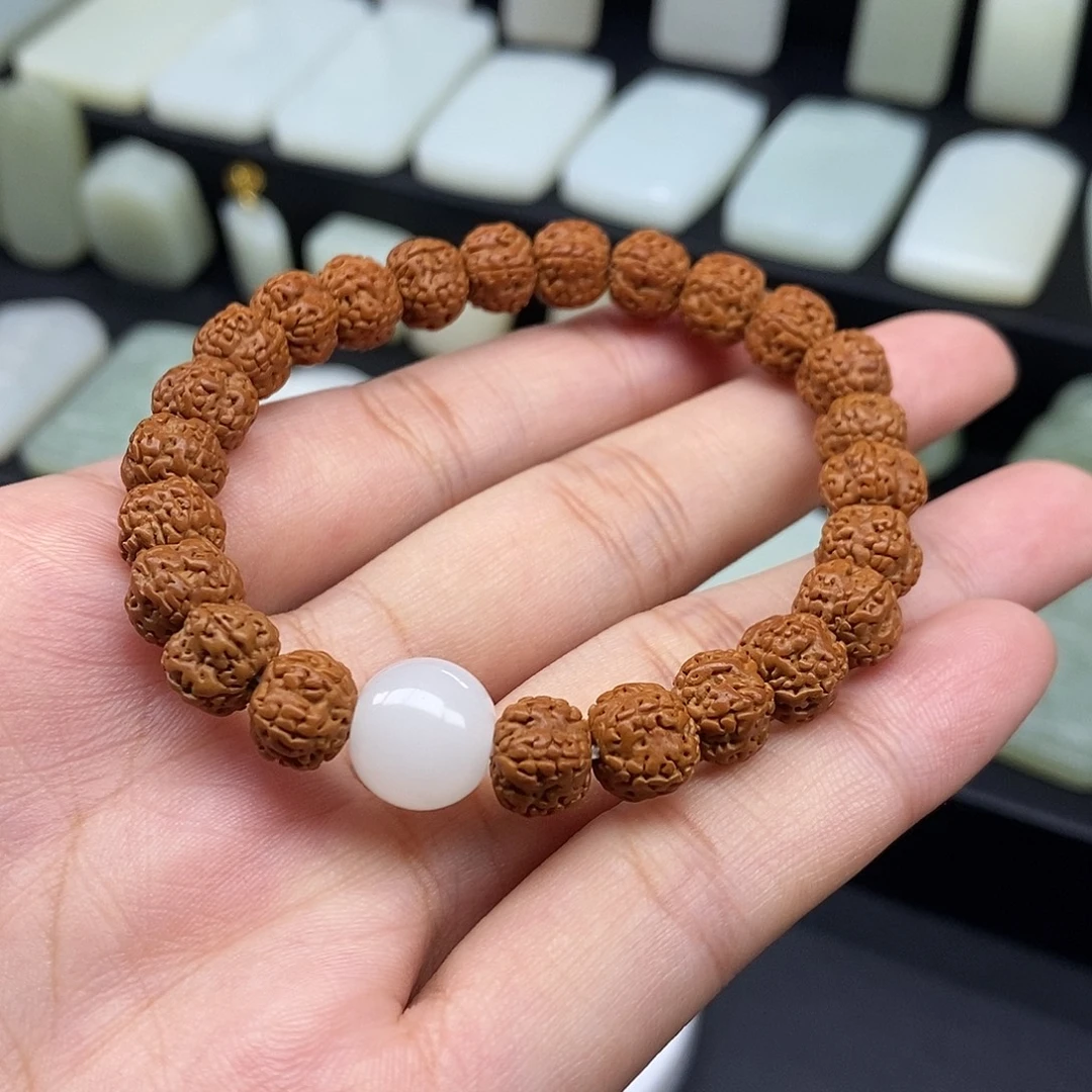 和田玉未镶嵌手链送金刚