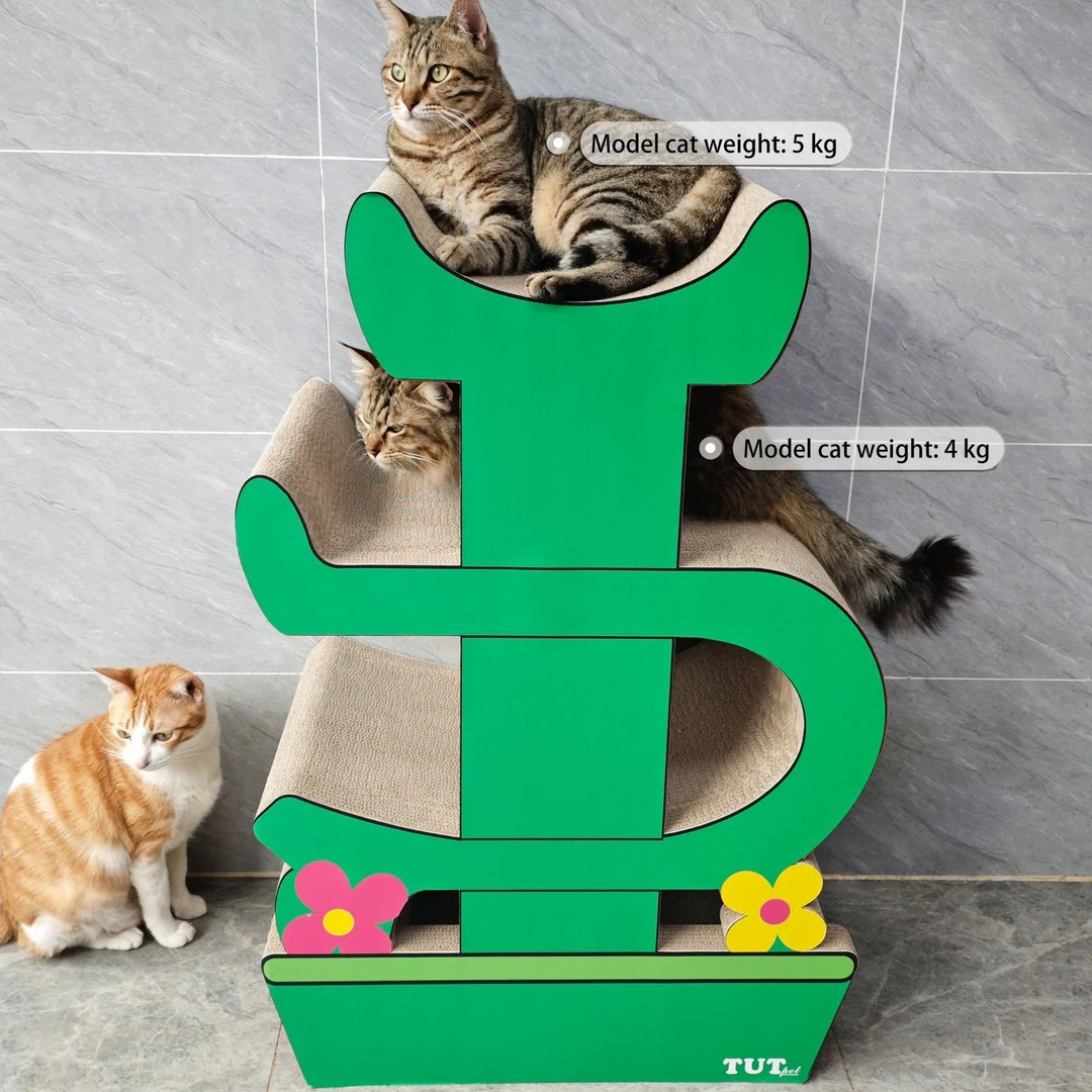益蔻icle深绿色一体仙人掌猫抓板猫爬架猫树4层高端BB坑耐抓耐磨