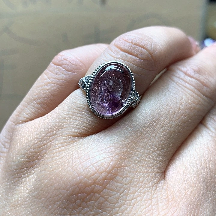 水晶水晶戒指银S925镶嵌大*