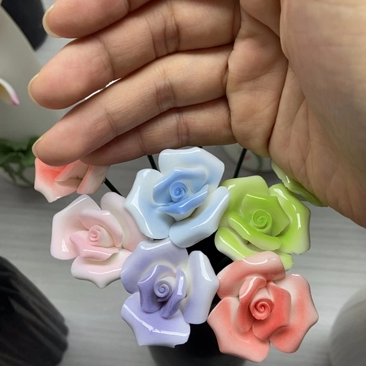 陶瓷手工制作陶瓷花5朵