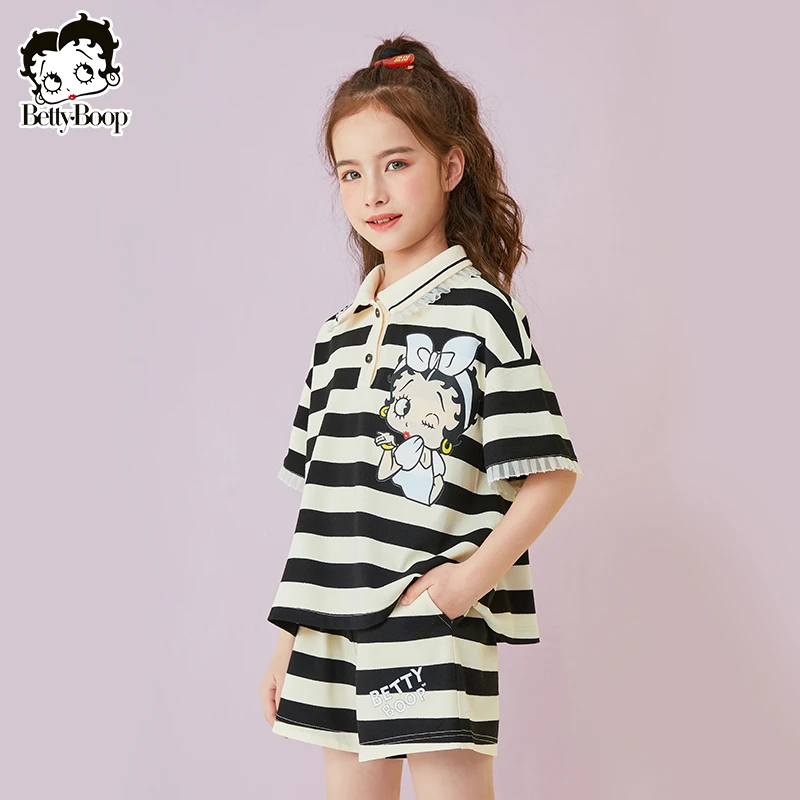 BETTY BOOP/贝蒂2025夏季童装宽松女童运动套装时髦两件套潮11822