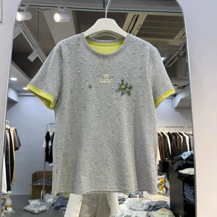 深圳出品TTONE常规T恤半袖短袖韩版时尚春夏白色植物花卉风休闲