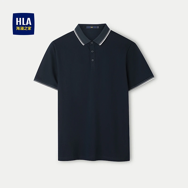 【撞色翻领】HLA海澜之家短袖POLO衫男25新时尚休闲短袖春夏