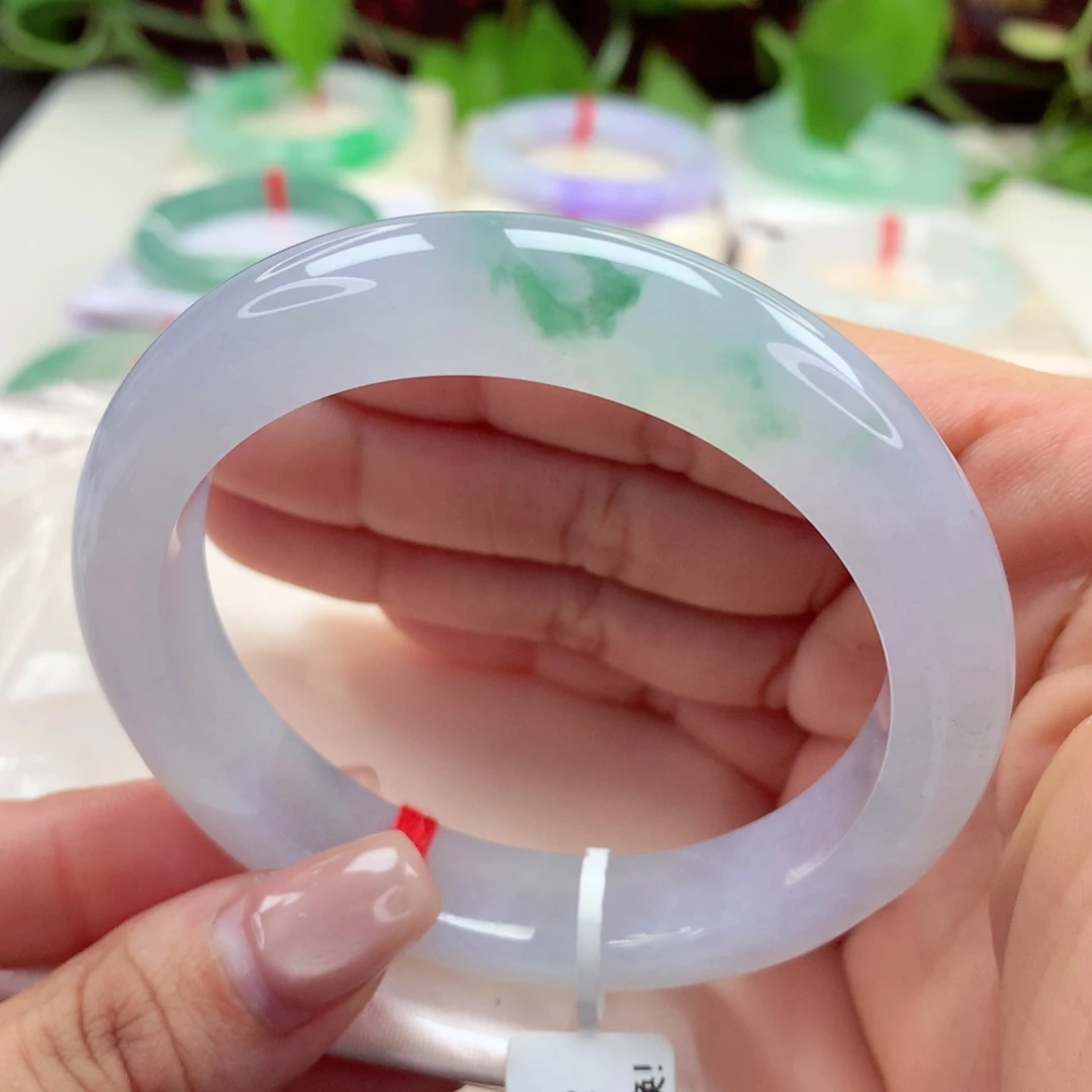 未镶嵌手镯翡翠58.8冰紫绿花 小柒