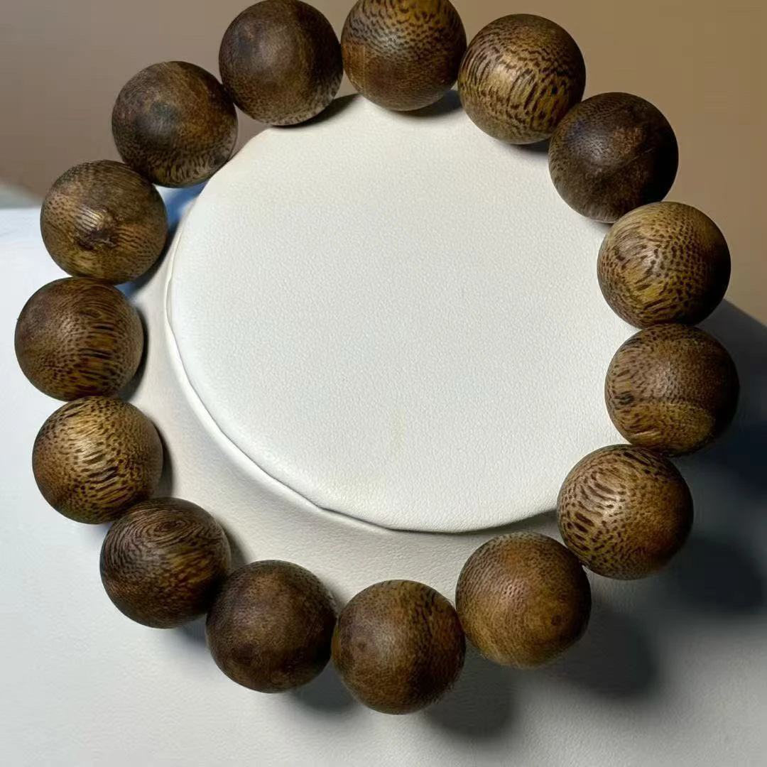 沉香48年母树乌身圆叶老料原汁原味14mm单圈圆珠手串，多样性发一